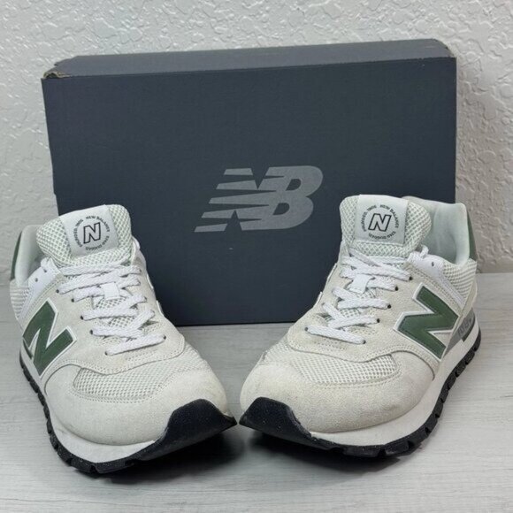 New Balance Other - New Balance 574 Mens Sneakers Size 9 White & Green Suede/Mesh Athletic Shoes